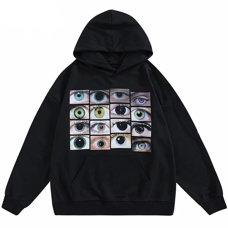 Eyes and Eyes Graphic Hoodie — dettaglio della stampa