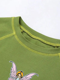 Fairy Dream Green Crop Top — dettaglio della stampa