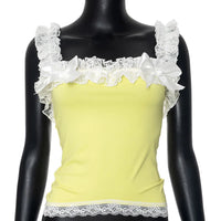 Fairycore Lace Strapless Bandeau Tube Top — vista laterale