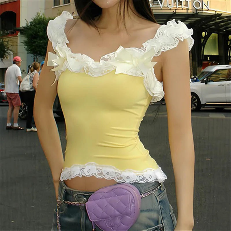 Fairycore Lace Strapless Bandeau Tube Top — vista posteriore