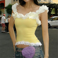 Fairycore Lace Strapless Bandeau Tube Top — vista posteriore