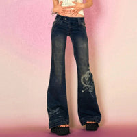 Fairycore Skinny Low Rise Flared Jeans — vista frontale