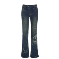 Fairycore Skinny Low Rise Flared Jeans — dettaglio della stampa
