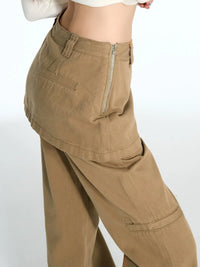 Fake Two Piece Baggy Flare Jeans — dettaglio del tessuto
