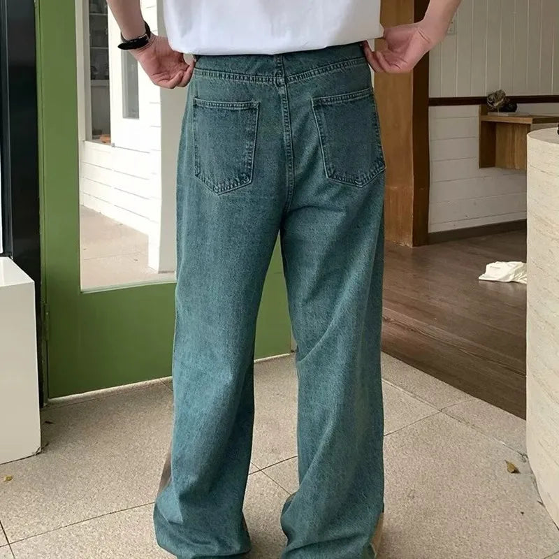 Fashion Patchwork Distressed Baggy Jeans — vista posteriore