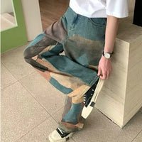 Fashion Patchwork Distressed Baggy Jeans — vista laterale