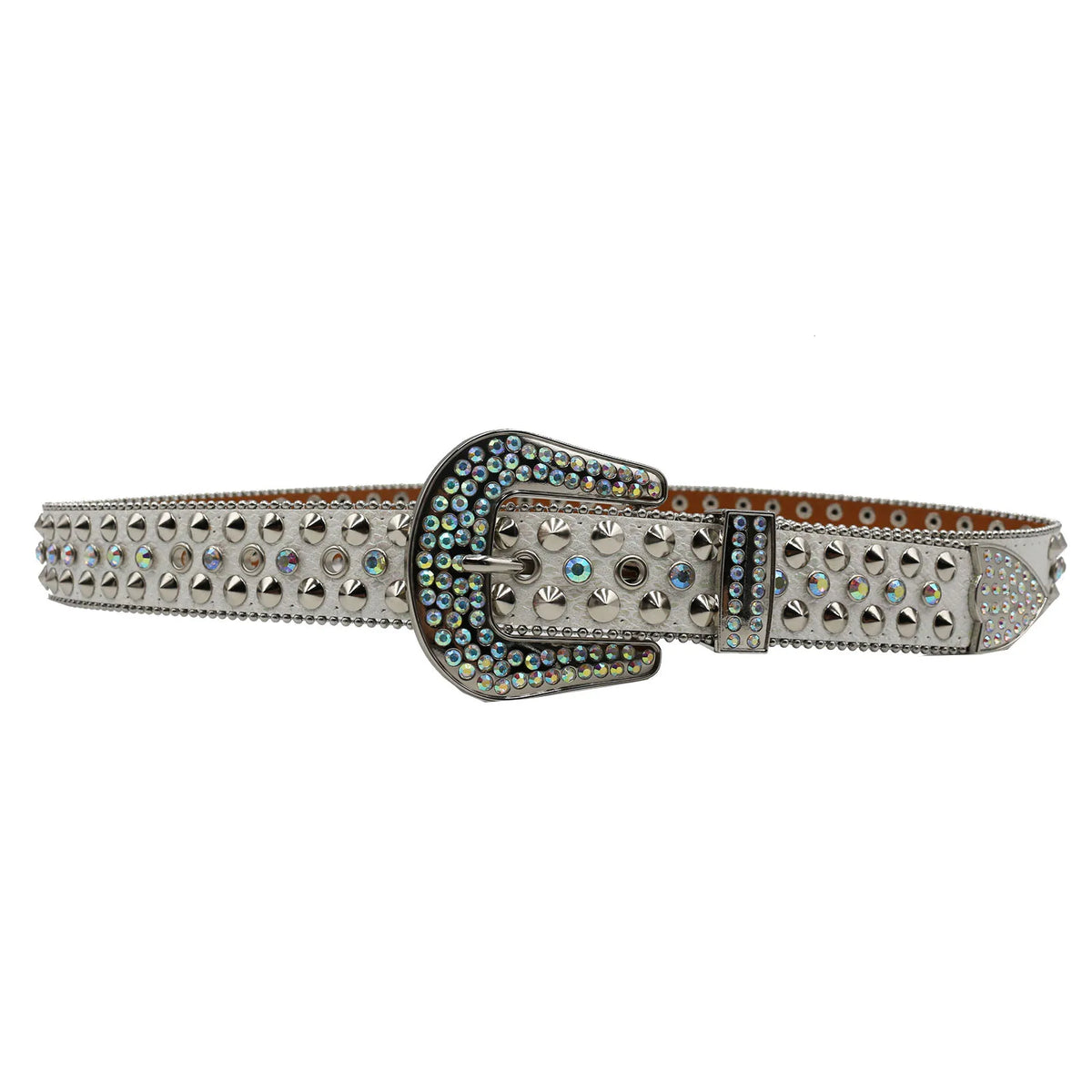 Faux Diamond Rhinestone Studded Pin Buckle Belt — vista posteriore