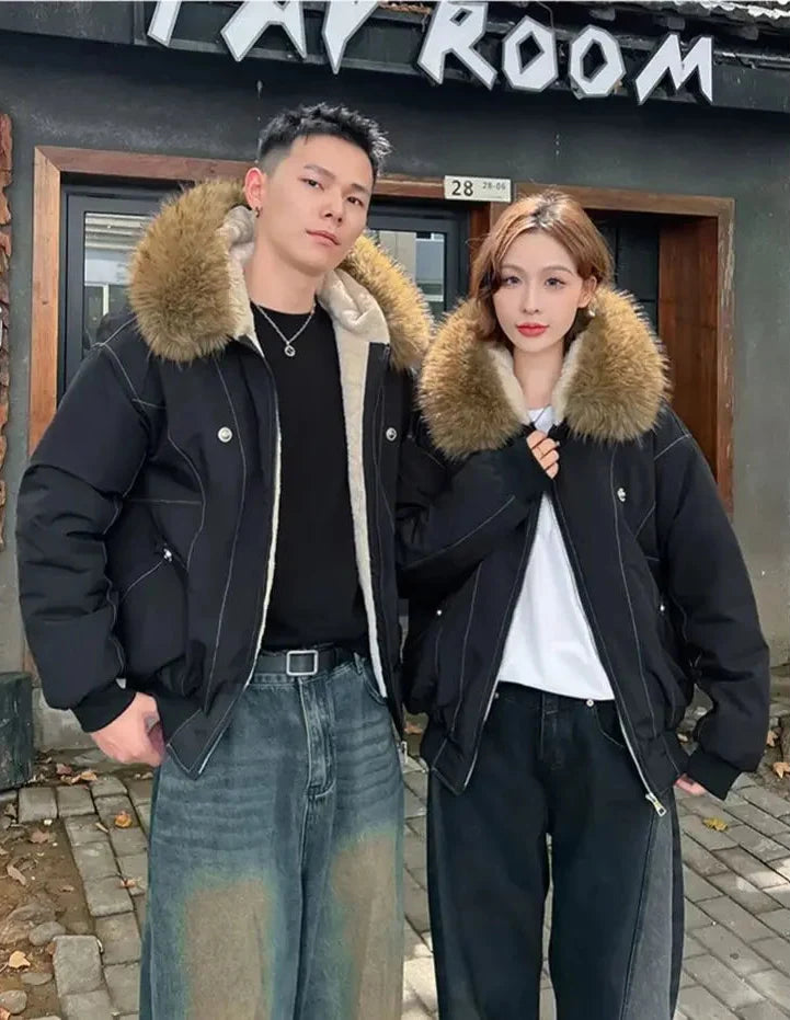 Faux Fur Collar Hooded Padded Parka Coat — in alternativa
