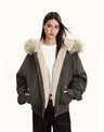Y2K Faux Fur Collar Hooded Padded Parka Coat