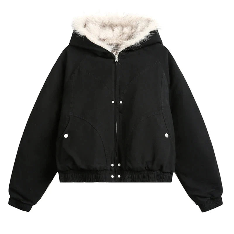 Faux Fur Lined Coat Jacket — dettaglio del tessuto