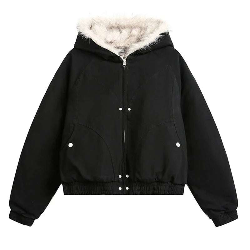 Faux Fur Lined Coat Jacket — vista posteriore