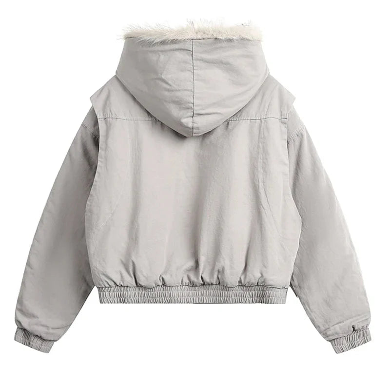 Faux Fur Lined Coat Jacket — vista laterale