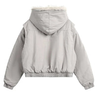 Faux Fur Lined Coat Jacket — vista laterale