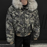Y2K Faux Fur Lined Hood Arctic Camouflage Zip Up Jacket