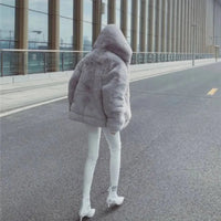 Faux Fur Velvet Hooded Jacket — vista posteriore