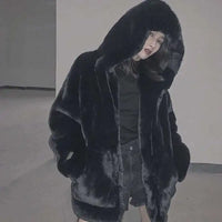 Faux Fur Velvet Hooded Jacket — dettaglio