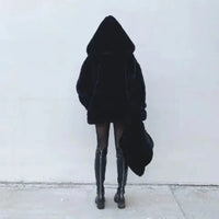 Faux Fur Velvet Hooded Jacket — vista frontale