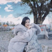 Faux Fur Velvet Hooded Jacket — vista posteriore