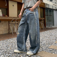 Faux Two Piece Distressed Baggy Jeans — vista posteriore