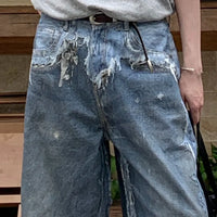 Faux Two Piece Distressed Baggy Jeans — dettaglio della stampa