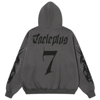 Fire Rhinestone Full Zip Up Hoodie — dettaglio della stampa