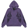 Y2K Fire Rhinestone Full Zip Up Hoodie
