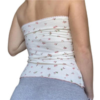 Floral Coquette Lace Trim Bandeau Tube Top — dettaglio