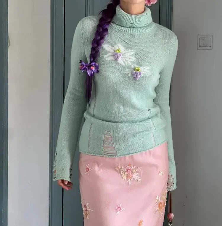 Floral Graphic Long Sleeve Jumper — dettaglio