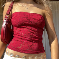 Floral Lace Bandeau Tube Top — vista frontale