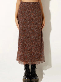 Floral Slim High Waist Flowy Maxi Skirt — vista laterale