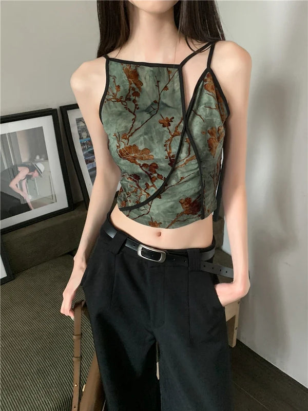 Floral Vintage Halter Top — vista frontale