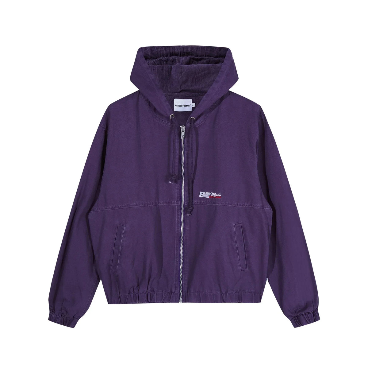 Full Zip Up Hooded Denim Jacket — vista frontale
