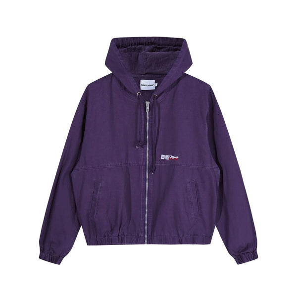 Full Zip Up Hooded Denim Jacket — vista frontale