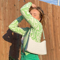 Funky Green Purple Buttoned Cardigan Jumper — dettaglio della stampa