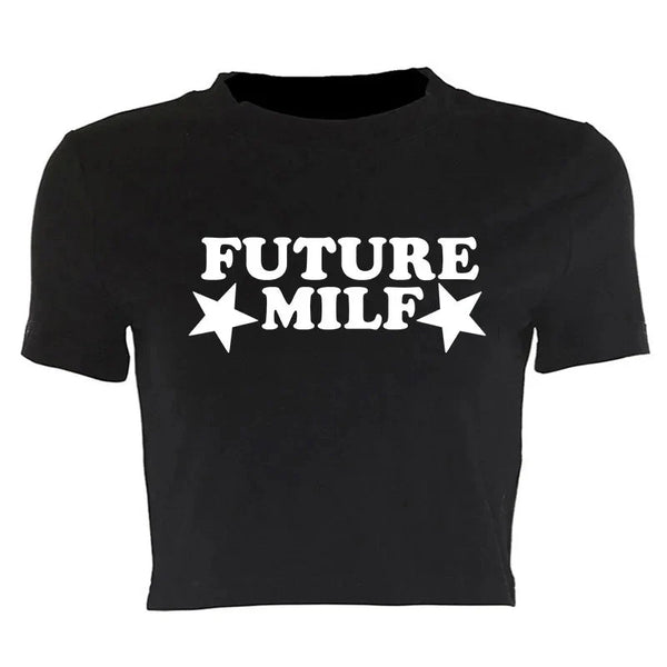 Y2K "Future Milf" Graphic Crop Top