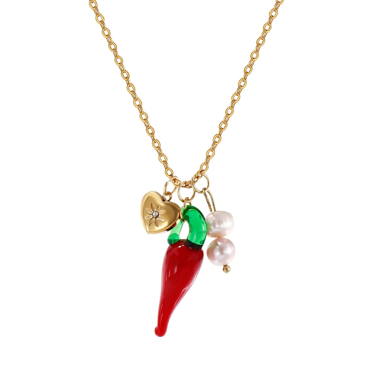 Glass Chilli Pendant Necklace — vista frontale