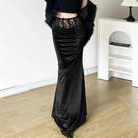 Gothic Black Trumpet Long Maxi Skirt — dettaglio