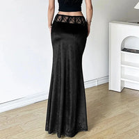Gothic Black Trumpet Long Maxi Skirt — dettaglio della stampa