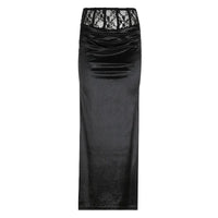 Gothic Black Trumpet Long Maxi Skirt — vista frontale