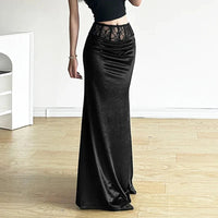 Gothic Black Trumpet Long Maxi Skirt — vista posteriore