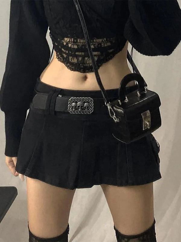 Gothic Low Waist Micro Mini Skirt — vista frontale