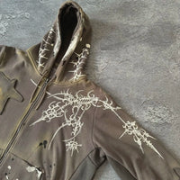 Gothic Star Pattern Patchwork Zip Up Hoodie — dettaglio