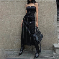 Gothic Techwear Zip Up Midi Dress — dettaglio