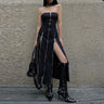 Y2K Gothic Techwear Zip Up Midi Dress
