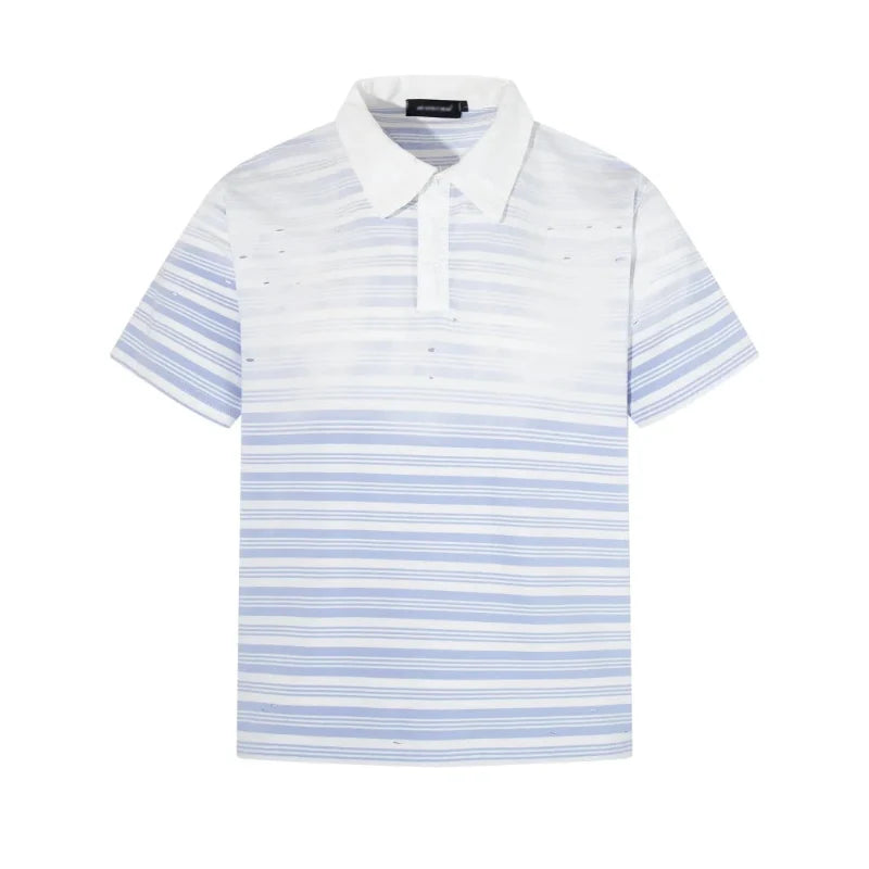 Gradient Washed Striped Polo Shirt — vista frontale