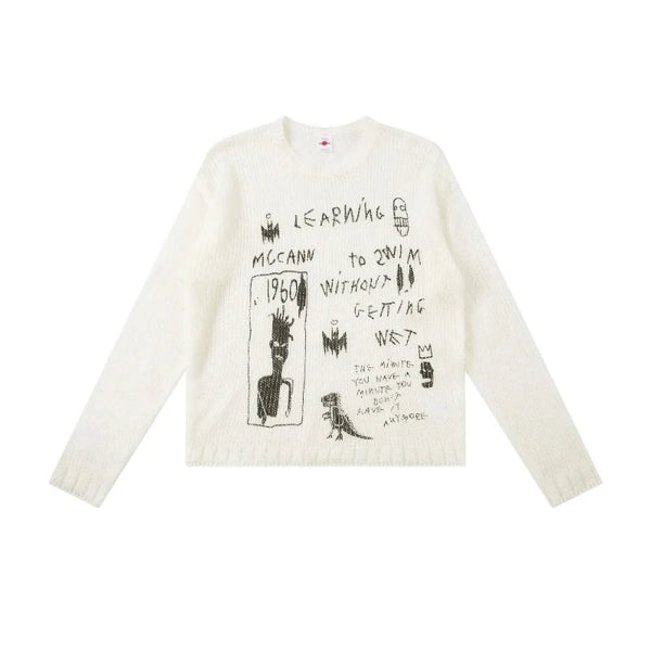 Graffiti Graphic Learning Knitted Sweater — vista frontale