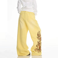 Graphic Wide Leg Yellow Sweatpants Joggers Trousers — in alternativa