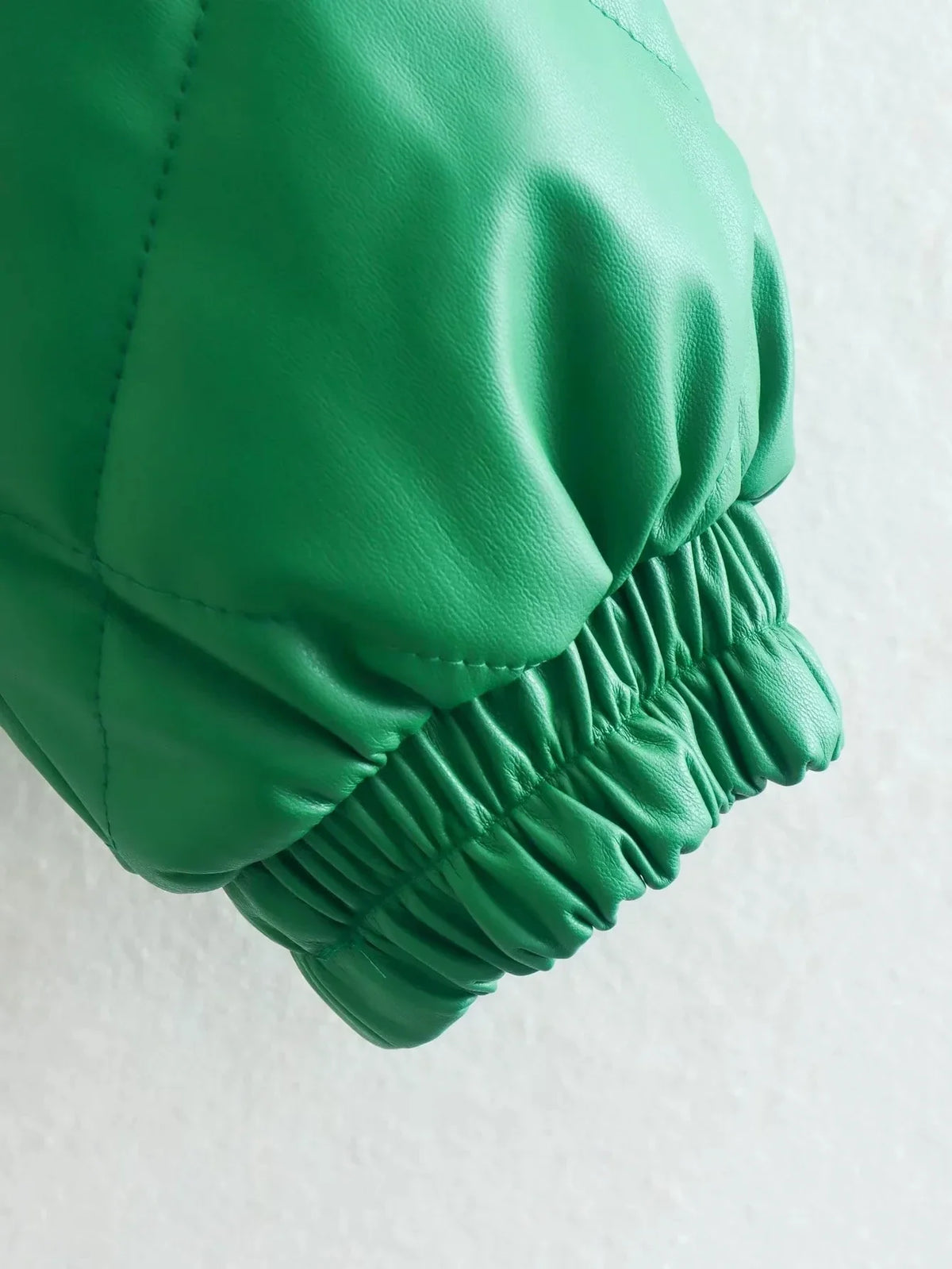 Green PU Leather Loose Lapel Jackets — vista laterale