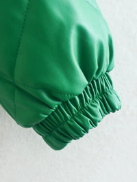 Green PU Leather Loose Lapel Jackets — vista laterale