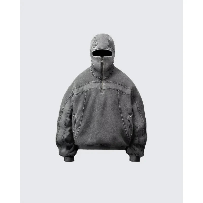 Grey Balaclava Zip Up Hoodie — dettaglio